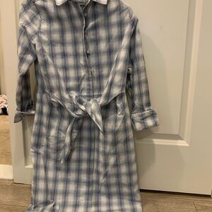 Blue Plaid Shirt Dress